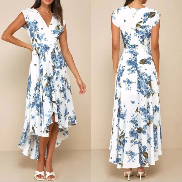 NWOT Lulus French Countryside White Floral Print‎ High-Low Dress - Picture 1 of 7